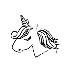 magical unicorn icon over white background. vector illustration