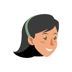 face woman head smile short hair diadem vector illustration