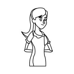 portrait woman female long hair outline vector illustration
