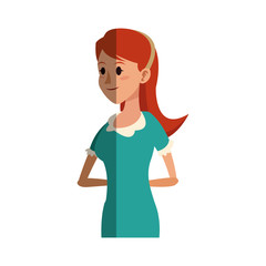 portrait woman female long hairred diadem vector illustration