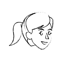 face woman head hairstyle sketch vector illustration