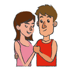 embracing couple relationship together design vector illustration