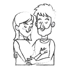 Fototapeta na wymiar embracing couple relationship together sketch vector illustration