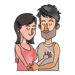 drawing embracing couple relationship together vector illustration
