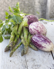 Fresh vegetables on old wood