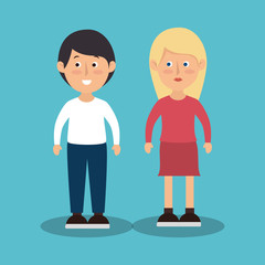 young couple avatars characters vector illustration design