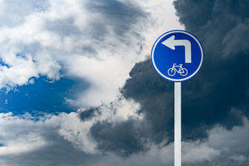 Turn left sign for bicycle