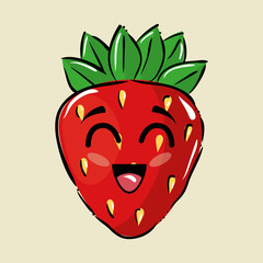 strawberry fruit comic characters vector illustration design