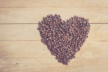 heart form coffee beans