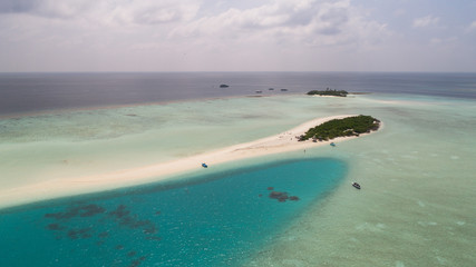 Naklejka na ściany i meble Amazing aerial view on the sand bank, Maldives