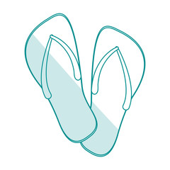 blue silhouette shading cartoon beach flip-flops shoes vector illustration