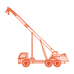 orange silhouette shading cartoon construction crane truck vector illustration