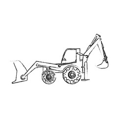 black blurred silhouette cartoon industrial machine excavator vector illustration