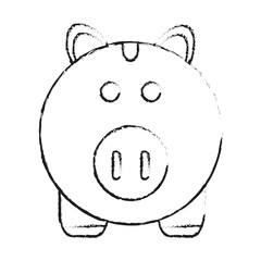 black blurred silhouette cartoon piggy bank with dollar coins vector illustration