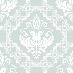 Seamless classic pattern. Traditional orient light blue and white ornament