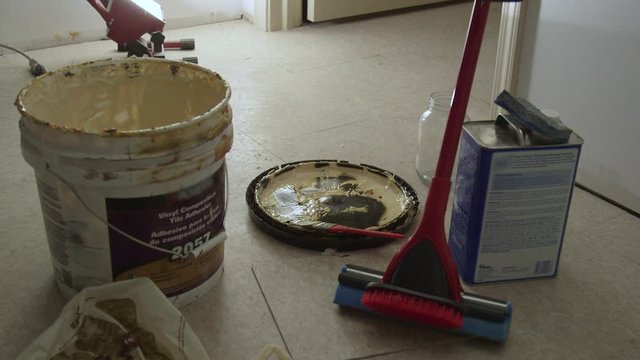 Construction and Cleaning Materials in Unfinished Room