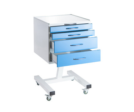 Medical blue table on a white background