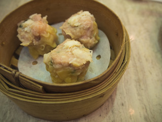 Dim sum, steamed pork and shrimp dumplings