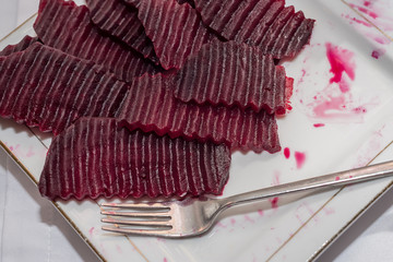 Sliced boiled beetroot