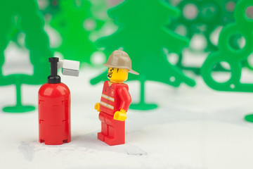 Danger of forest fires advertising. firefighter Call to be cautious with fire in the forest....