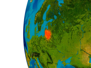 Lithuania on model of planet Earth