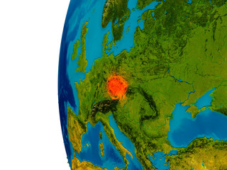 Czech republic on model of planet Earth