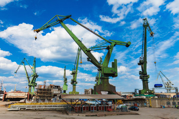 Fototapeta na wymiar Cranes at Gdansk Shipyard