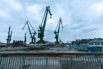 Fototapeta na wymiar Cranes at Gdansk Shipyard