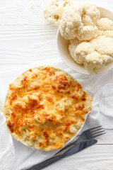 Cauliflower baked with cheese sauce