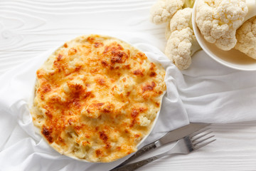 Cauliflower baked with cheese sauce