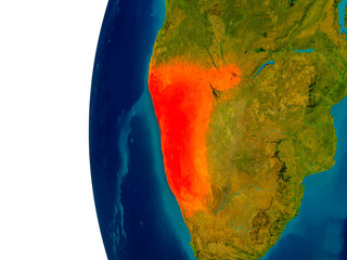 Namibia on model of planet Earth
