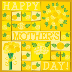 Funky roses Mother's Day card in vector format.