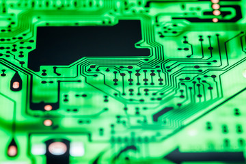 Close up of Electronic Circuits in Technology on  
Mainboard background (Main board,cpu motherboard,logic board,system board or mobo)