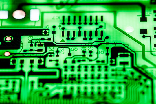 Close up of Electronic Circuits in Technology on  
Mainboard background (Main board,cpu motherboard,logic board,system board or mobo)