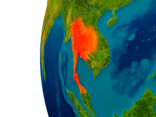 Thailand on model of planet Earth