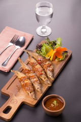 Fried Whisker sheat fish with chili sauce