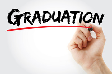 Hand writing Graduation with marker, concept background