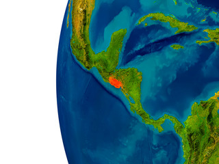El Salvador on model of planet Earth