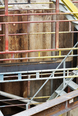 Steel girders and bars on site