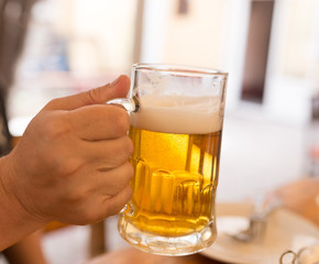 Beer mug in a cafe