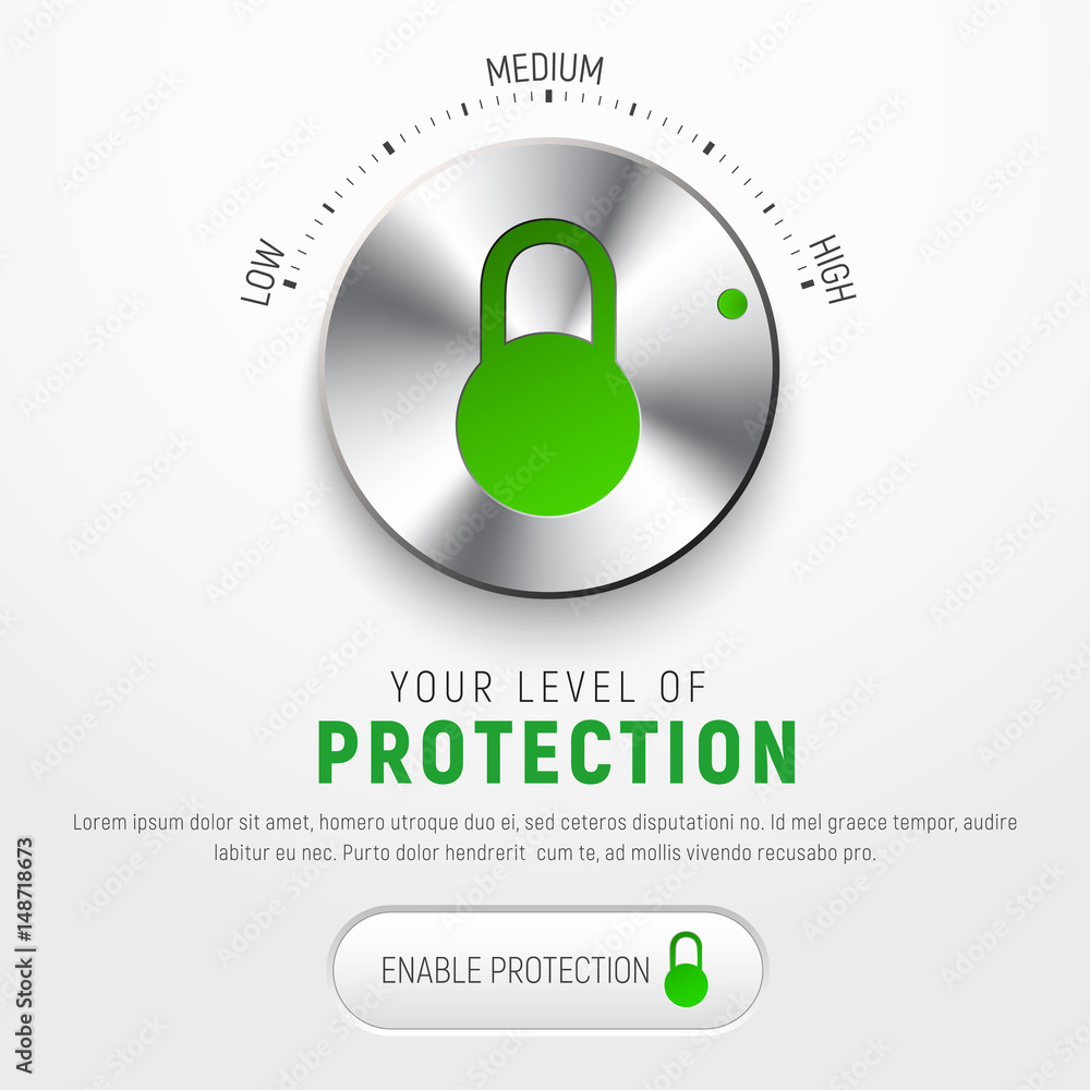 Poster design a white banner to protect information with a round button