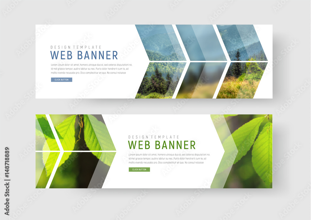 Aufkleber  web banners with a place for photos in the form of an arrow and a pointer.