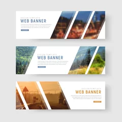 Foto op Canvas Template of white web banners with diagonal elements for a photo. © olegphotor