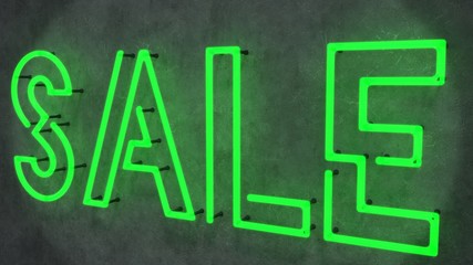 Sale Neon Sign on concrete Wall