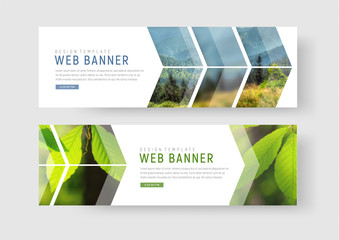  web banners with a place for photos in the form of an arrow and a pointer.