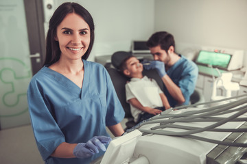 Little boy at the dentist