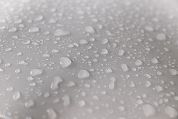 Water droplets on white background