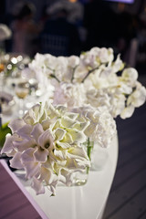 Large hydrangeas on white table