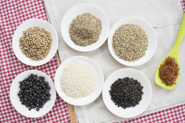 variety of spices with saffron in pistils