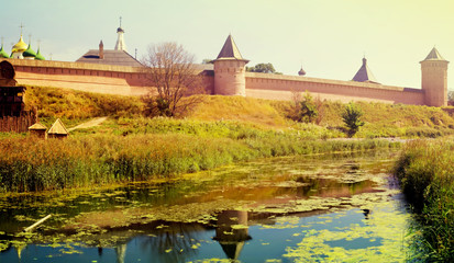 Fototapeta na wymiar Panorama of monastery-fortress